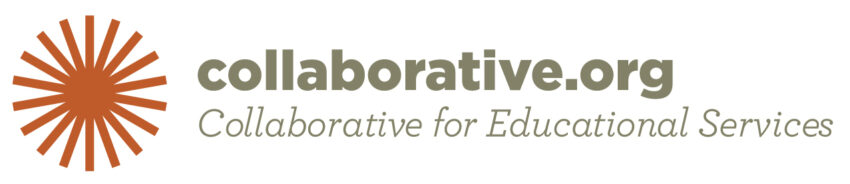 Logo of the Collaborative for Educational Services features a sun-like wheel.