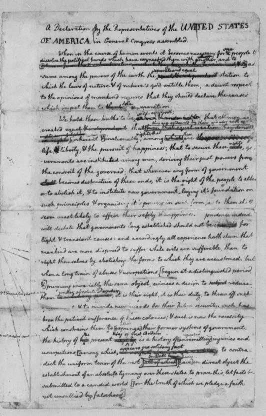 Figure 1. Thomas Jefferson’s Draft of the Declaration of Independence
