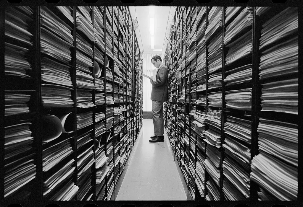 Man in file storage room